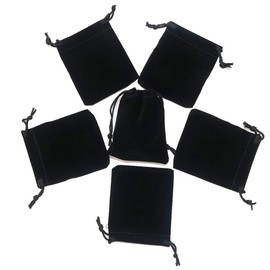 HRX Package Little Velvet Drawstring Pouches, 20pcs Black Velvet Cloth Bags for Jewelry Small Gift (3x4 inches)
