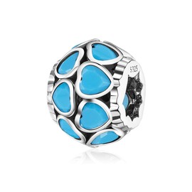 NINGAN December Birthstone Charms for Bracelets 925 Sterling Silver Openwork Bead Charms, Love Heart Charms for Bracelets and Necklaces, Happy Birthday Charms for Women