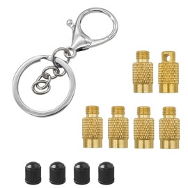 Mandark Car Tire Deflator Tool, 4 in 1 Brass Vehicle Air Pressure Deflation Valve Kit, Portable Automotive Tyre Relief Bleeder Set with Valve Caps Keychain, Universal for Offroad Vehicle