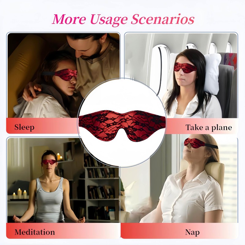 1 Pcs Blindfold for Adults Couples, Red Floral Lace Eye