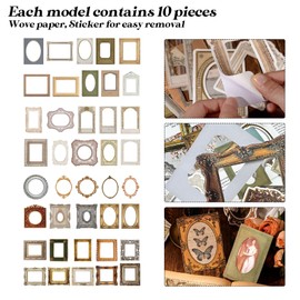 40 PCS Lace Scrapbook Stickers Vintage DIY Decorative Paper Sticker Decals Scrapbooking Supplies Pack for Collage Album Aesthetic Cottagecore Picture Frames