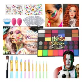 Lujito Kit De Maquillaje 42 Colores With Brochas Paleta De Sombras Para Rostro Y Cuerpo Maquillaje Artstico Para Fiestas Carnaval Halloween Duradero  