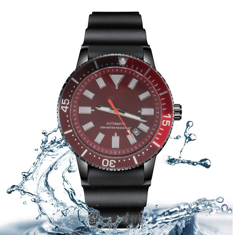 Men Chronograph Watch Rotatable Bezel Self Winding Automatic Movement Waterproof
