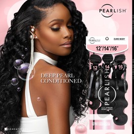 Sensationnel Pearlish Multi BSS hair - euro body 15a remy beauty supply hair sew in or glue on human hair 3 bundle layered lengths - Pearlish Multi Euro Body (14 16 18 inch, NATURAL)