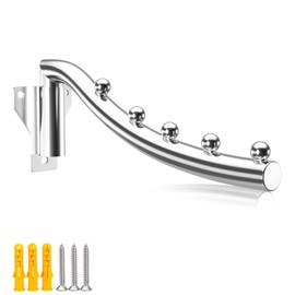 Clothes Fan Foldable Stainless Steel Wall Hanger Adjustable Space-Saving 5 Hooks Folding Towel Holder Clothes Hook Coat Hook Metal Foldable Attached Hanger with Swivel Arm Holder