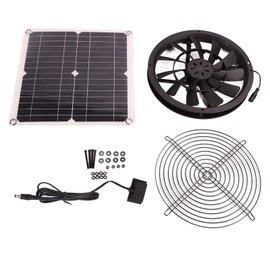 18V 12W Solar Exhaust Fan Kit Waterproof DC Brushless Round Solar Panel Cooling Fan for Workshop Pet House