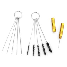 Piriuuo Multi-Purpose Airbrush Cleaning Kit, Spray Cleaning Repair Tool Airbrush Cleaner Airbrush Accessories Kit Includes 5 Pcs Cleaning Needles, 5 Pcs Cleaning Brushes and 1 Wash Needle