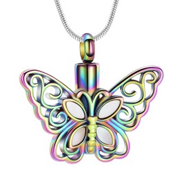 Minicremation Beautiful Butterfly Cremation Jewelry for Ashes Keepsake Pendant Necklace for Women Memorial Urn Jewelry Ash Holder