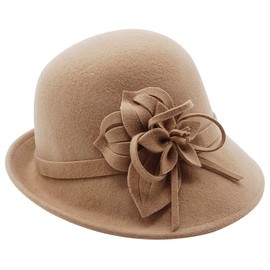 BAIMORE100% Wool Vintage Felt Cloche Bucket Bowler Hat Winter Women Church Hats