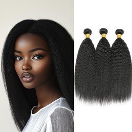 Yaki Straight Human Hair Bundles 20 22 24 Inch Unprocessed Brazilian Remy Hair Perfectly Designed for Black Women 3 Bundles for Extra Volume