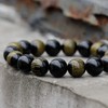Jewboo Obsidian Sutra Bracelet Elastic Feng Shui Amulet for Men