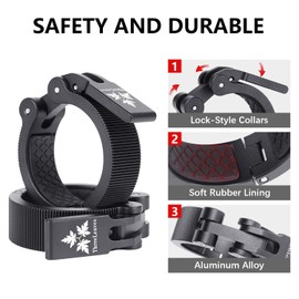ThreeLeaves Olympic Barbell Clamps 2 Inch.Aluminum Alloy Exercise Collars For Weightlifting.Secure and Quick-Release Weight Clips for Intense Weightlifting Sessions. (Black, S)