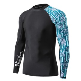 HUGE SPORTS Men's Splice UV Sun Protection UPF 50+ Skins Rash Guard (Zigzag, S)