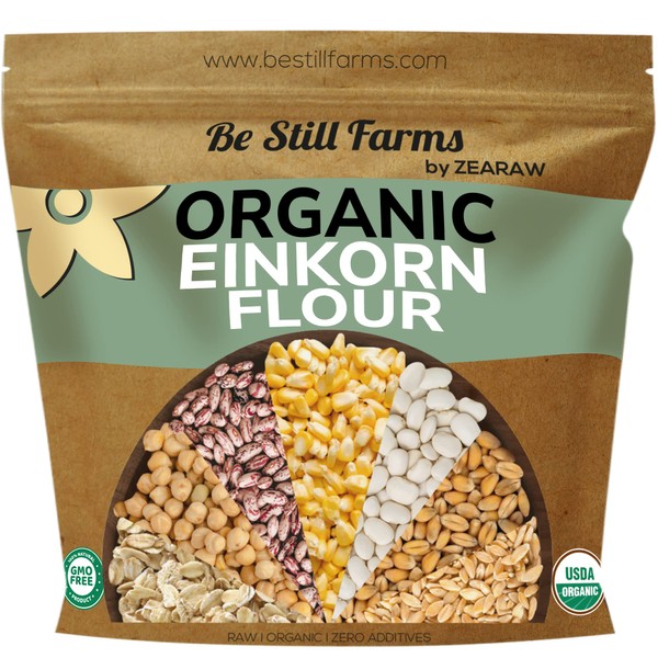 Bulk Einkorn Flour Organic 4.8 lb - Bread Flour for Baking by Be Still Farms - Ideal Whole Wheat All Purpose Flour Unbleached - High in Protein & Fiber | USA Grown | USDA Certified | Vegan | Non-GMO