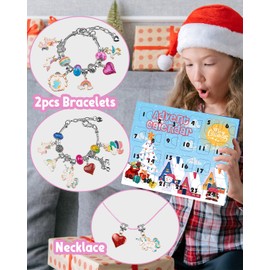 Advent Calendar 2023 Girls Unicorn Charm Bracelets Making Kit, 24 Days of Christmas Advent Calendars for Teens Kids Age 4-12, Unicorns Gifts for Girls 4 5 6 7 8-10 Girl Craft Toys Countdown Calender.