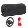 Suede Leather Steering Wheel Cover, DIY Stitch-On Wrap with Needle
