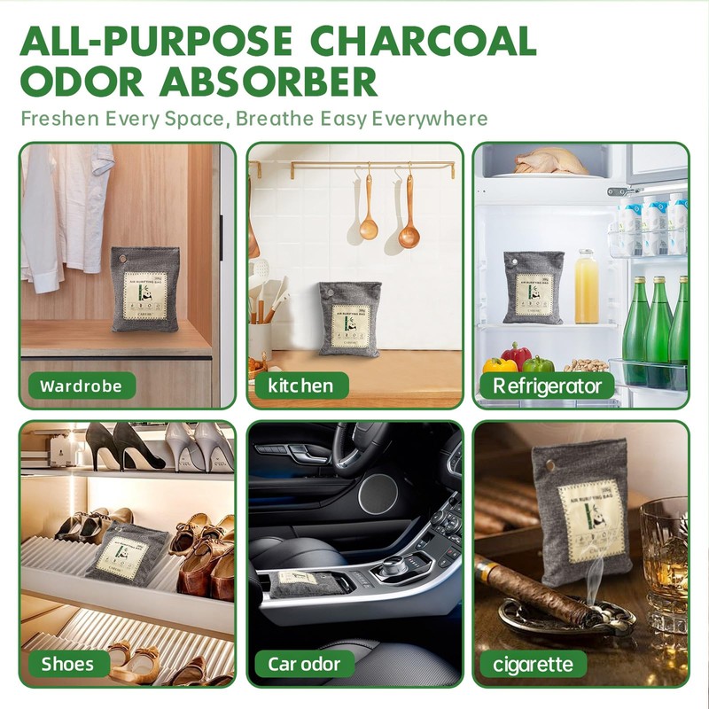 Activated Charcoal Odor Eliminator for Strong Odors, Bamboo Charcoal Bags,