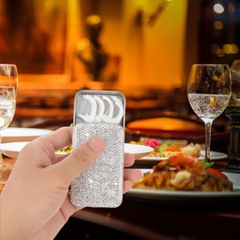 EveryBling 2pcs Dental Floss Holder Bling Gum Container Small Metal Tin Box Case for Q-tip,Cotton Swab（Silver