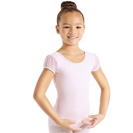 Capezio Glitter Glam Puff Sleeve Leotard - Girls, Pink, Large
