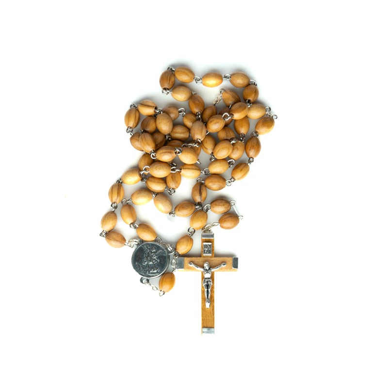 St. Michael Olive Wood Rosary and Box Gift Set