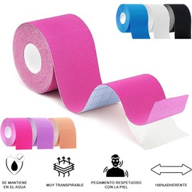 Cinta Kinesiología de Colores 6 Rollos, Cinta Deportiva con Cortador, Cinta Respirable Deportiva, Resistente al Agua, Apoyo para Músculos & Articulaciones