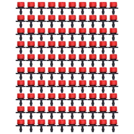 100 Unidades de Gotero de Riego de 8 Orificios, Emisor de Goteo Ajustable de Plástico de 360 ​​Grados, 0-70 L/h, Aspersores de Riego de Radio de Pulverización de 0,2-3,3 Pies para Microtubo 4mm(Rojo)