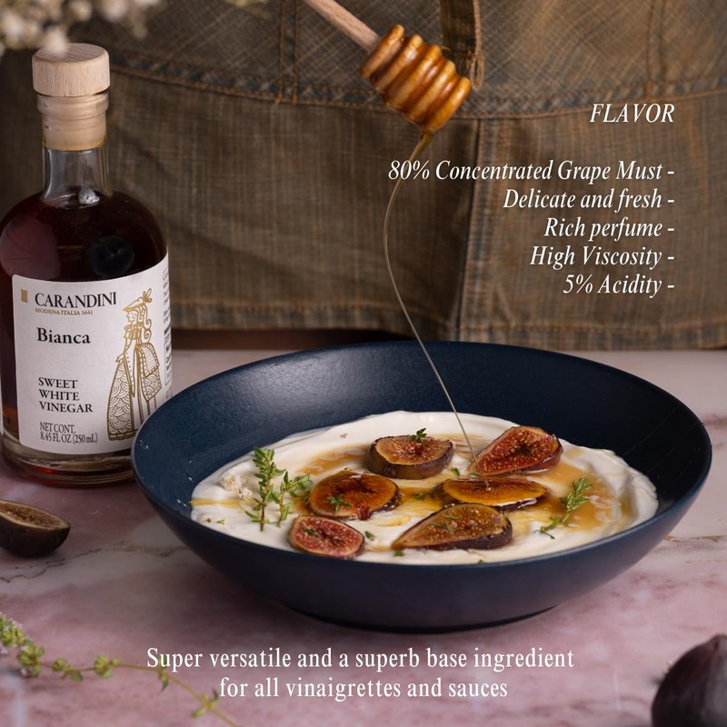 Carandini Bianca Sweet White Vinegar, Gluten-Free, Gourmet Italian White Condiment