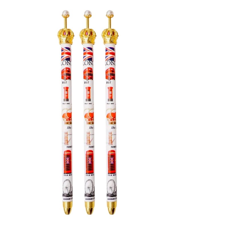 Souvenirs Set of 8 London Pens - London Landmarks Crown