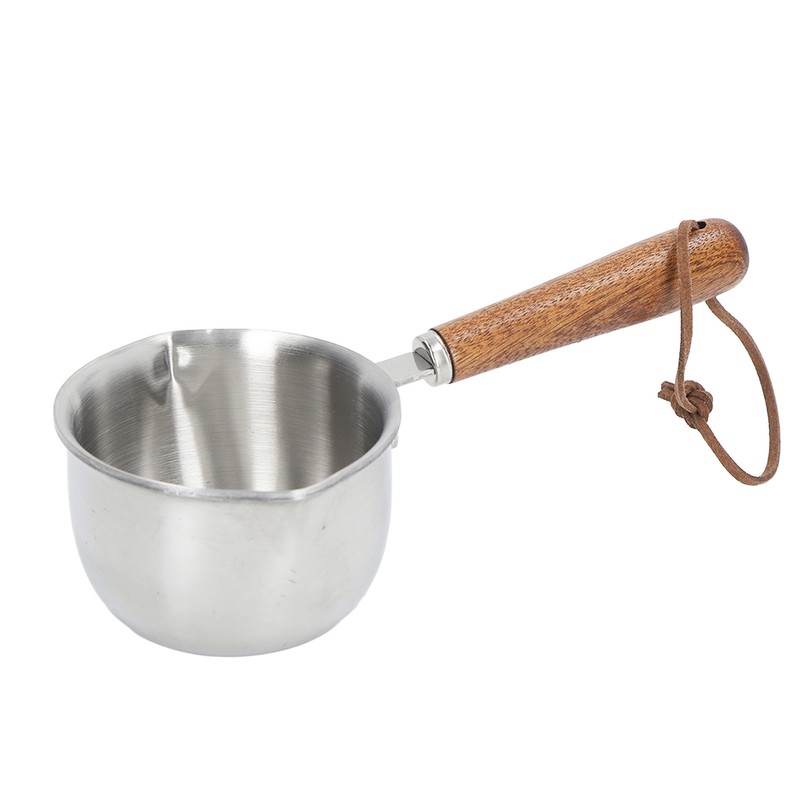 Butter Warmer Stainless Steel Wooden Handle 3 Layers Multi Purpose