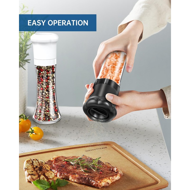CIRCLE JOY Premium Manual Salt and Pepper Grinder Set, Refillable