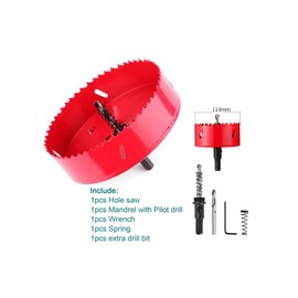 4-1/2” HSS Bi-Metal Hole Cutter with Pilot Drill Bit, Hole Saw for Wood, Plastic, Drywall, Metal Sheet