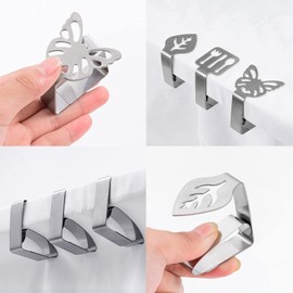 HFATMOS Tablecloth Clips Stainless Steel , Windproof Tablecloth Holder, Table Cloth Clip for Outdoor Picnic, Restaurant, Kitchen, Party, 6 Pcs
