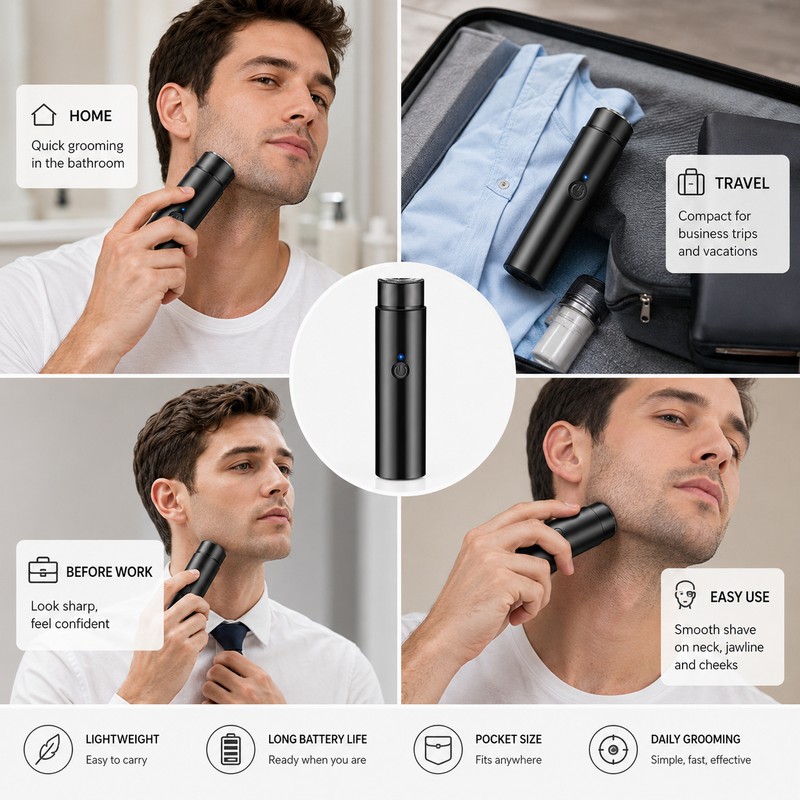 Mini Electric Facial Shaver for Men – USB Rechargeable Razor