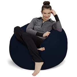 Sofa Sack Bean Bag Chair: 3' Memory Foam Furniture Bean Bag - Medium Sofa with Soft Micro Fiber Cover - Dark Blue