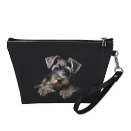 SANNOVO Cute Corgi Print Travel Makeup Dog Cosmetic Pouc Purse Holiday Gift For Women, Schnauzer-Black, One Size