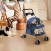 Foldable Pet Stroller with Weather Cover,4 Wheels Pet Strolling Cart