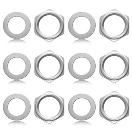 6 Set Jack Socket Nut with Washer, Guitar Input Output Jack Socket Nut and Washers US Thread 3/8" Guitar Pots Nuts for Guitars Bass Electric Guitars & Bass Replacement Parts, Silver