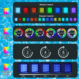 Creatrek Rechargeable Pool Lights with Remote, 16 Color Changing Submersible LED Lights, Waterproof Pool for inground, Ponds, Bathtub Decorations, 4 Pack