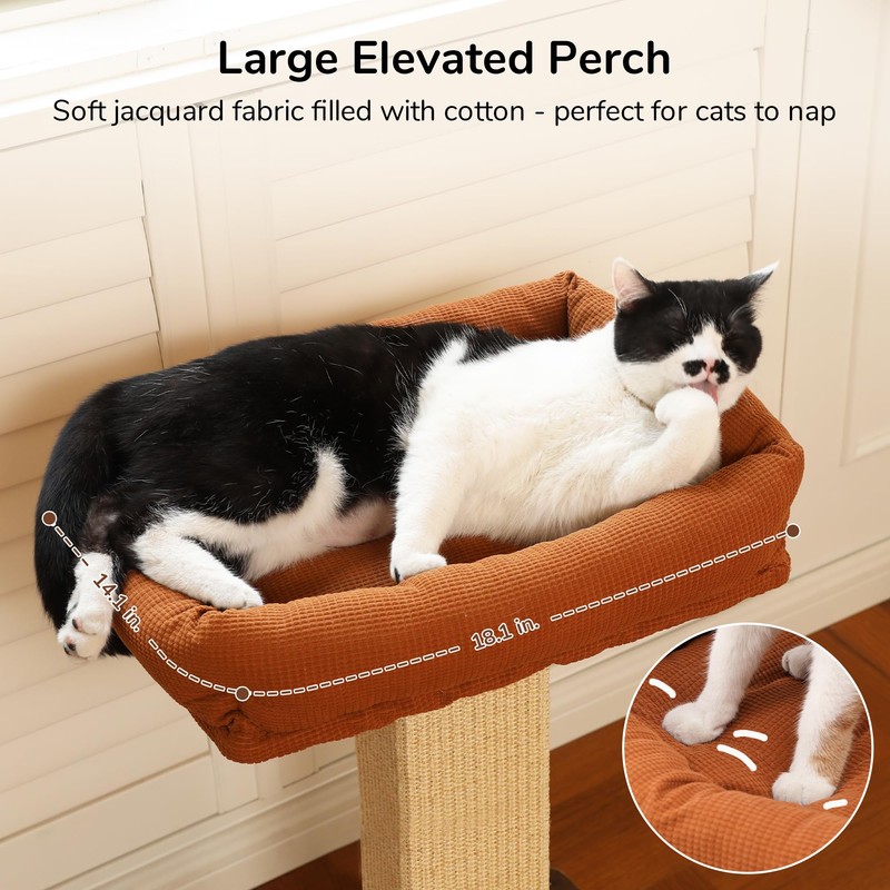 FUKUMARU Cat Scratching Post, Retro-Style Tall Scratch Posts with Perch