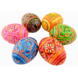 Easter Painted Eggs Wooden Ukrainian Pysanky Pysanka. Polish Pisanki. Czech Kraslice. Set of 6