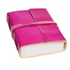 Handmade 3-String Cerise Pink Leather Journal | Plain Recycled Paper