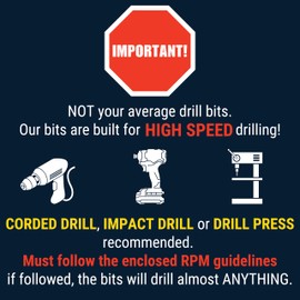 Bad Dog Intro 7 Piece Multipurpose High Speed Drill Bit Set. Carbide, Titanium, Cobalt Tip & Armor Steel Hex Shank. Made in USA. Drill Through Everything! Metals, Masonry, Wood, Tile & More