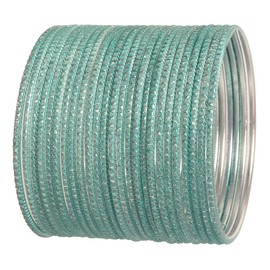 Touchstone "Pastel Color Bangle Collection" Indian Bollywood Hand Drilled Silver Tinge Pine Color Designer Jewelry Bracelets Bangle. Set of 24. For Women