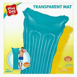 Playday Play Day Inflatable Transparent Air Mat Blue Pool Float Adult Sz 5’6” FREE SHIP