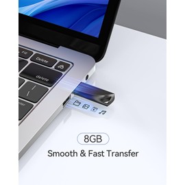 GARMESE 8GB USB Flash Drive, 5 Pack Waterproof Metal USB Memory Stick Slim USB 2.0 Flash Drive, Portable Thumb Drive Pen Drive with Keychain Hole, Stylish Jump Drive for Computer/Car/Smart TV (Black)