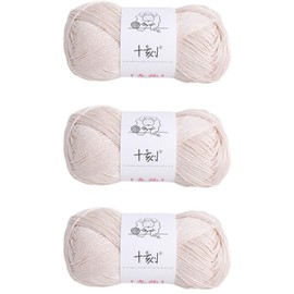 Linen Rayon Lyocell Blend Yarn, Superfine Fingering Weight (1), 150g/5.29oz (3 Strands, 50g/230yds per Strand)- 02 Milk Tea White