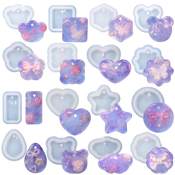 16 Pack Pendant Mold Earring Mold Rectangle Mold Pendant Resin