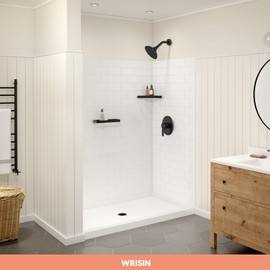 WRISIN Black Shower Faucet Set with Valve, Black Shower Head and Handle Set 6 Inch Showerhead