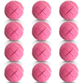 HiBallBall 12 Pack Precut Walker Tennis Balls, Heavy Duty Long Lasting Walker Ski Guides, Tennis Balls for Chairs Desks Furniture Legs (Pink)
