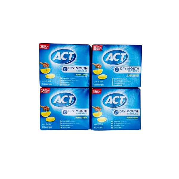 ACT Dry Mouth Lozenges Honey Lemon 36 ct 4 boxes